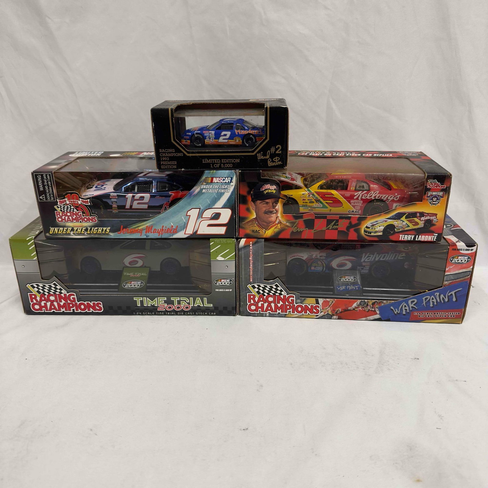 Racing Champions Die Cast Stock Car Set Lot of Five 5 Cars: Racing Champions Die Cast Stock Car Set Lot of Five 5 Cars. Each collectible is Sealed new featuring five Racing Champions die cast cars various sizes. NASCAR collectibles from the 90's to the ear