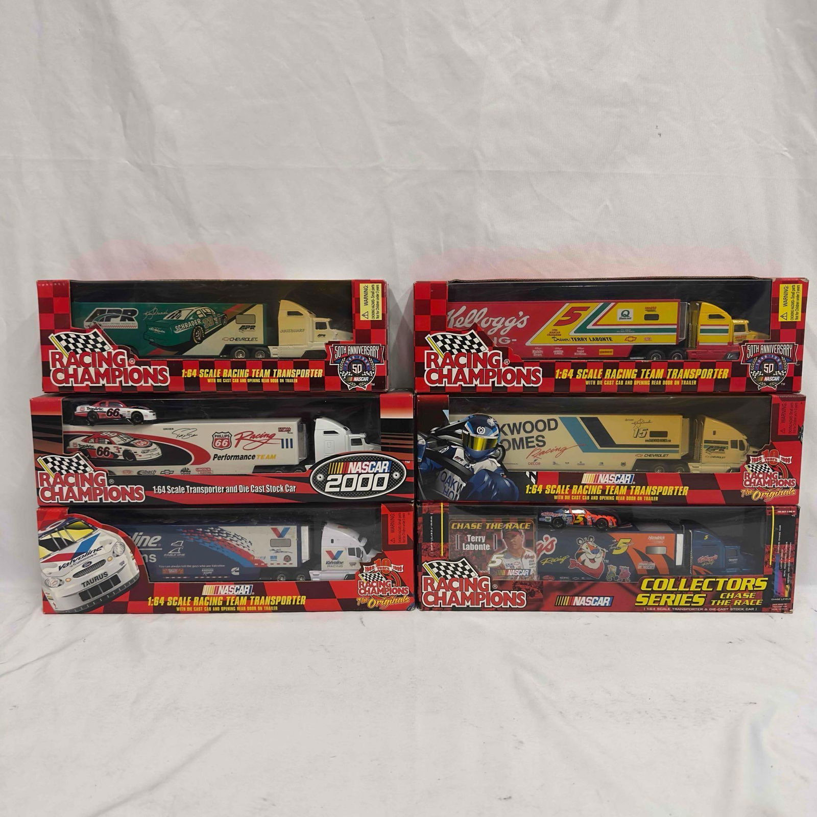 Racing Champions 1:64 Race Team Transporter Truck Trailer Car Set Lot of Six 6 Die Cast Trucks (1 of 5)