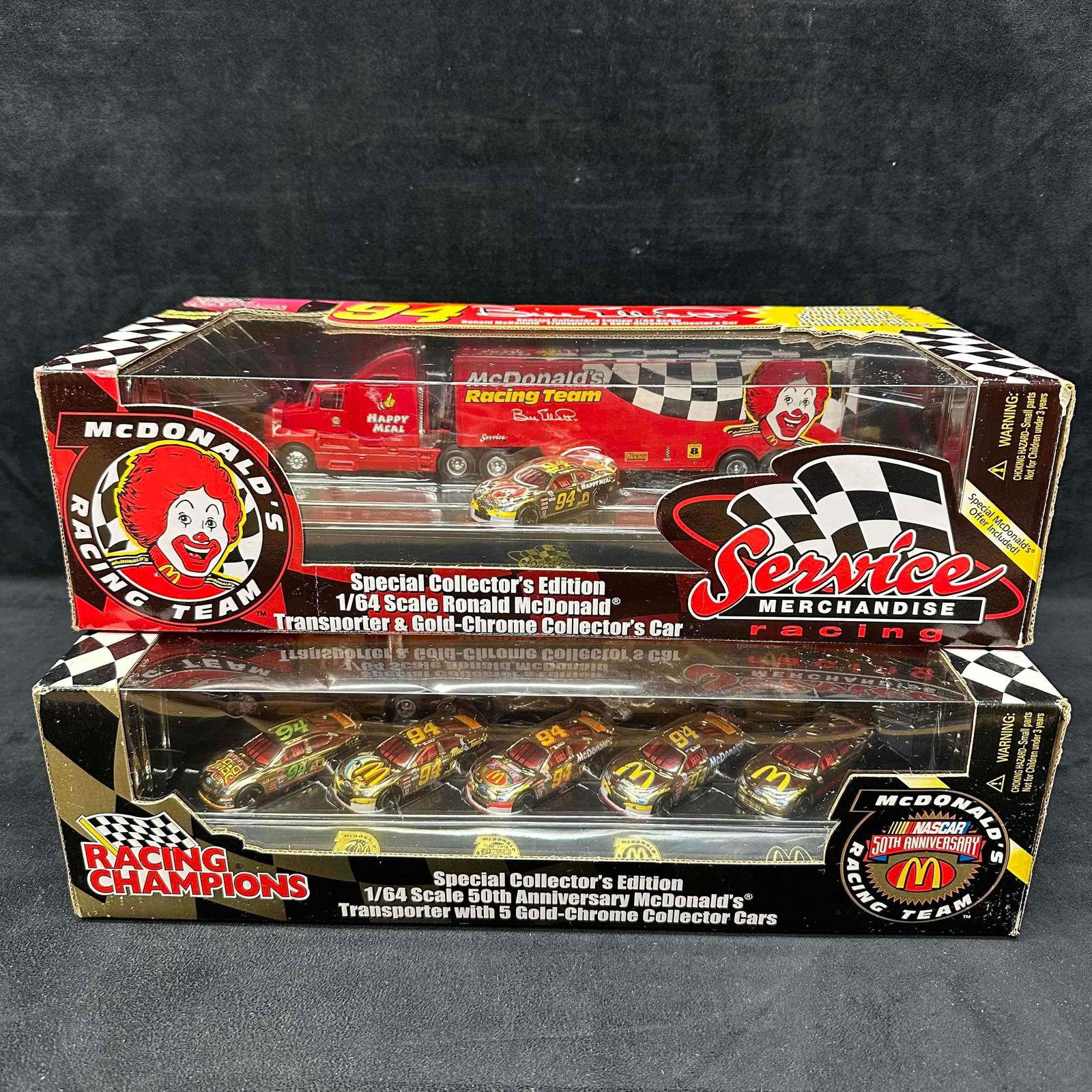 Racing Champions 1/64 Bill Elliott McDonalds Racing Team Service Transporter and Gold Chrome Car Set (1 of 7)
