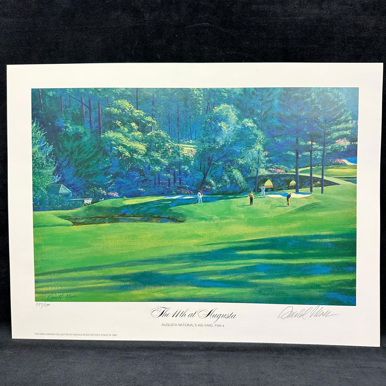 Donald Moss Signed and Numbered Lithograph with COA The 11th at Augusta (1 of 9)