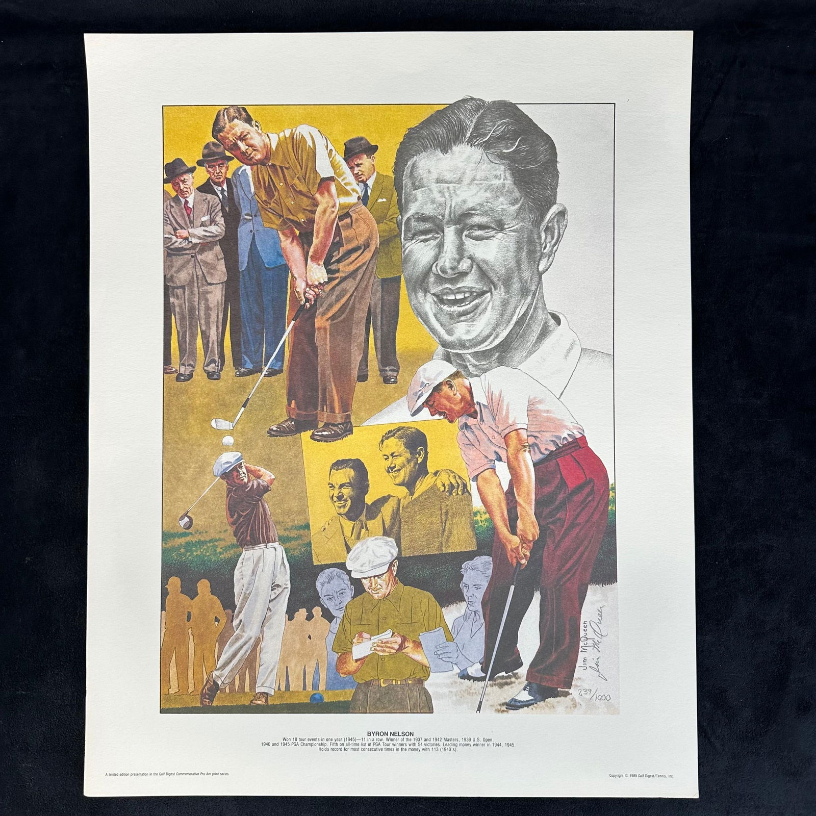 Jim McQueen Signed and Numbered Lithograph Byron Nelson Golf Digest Series 1985 #239 (1 of 7)