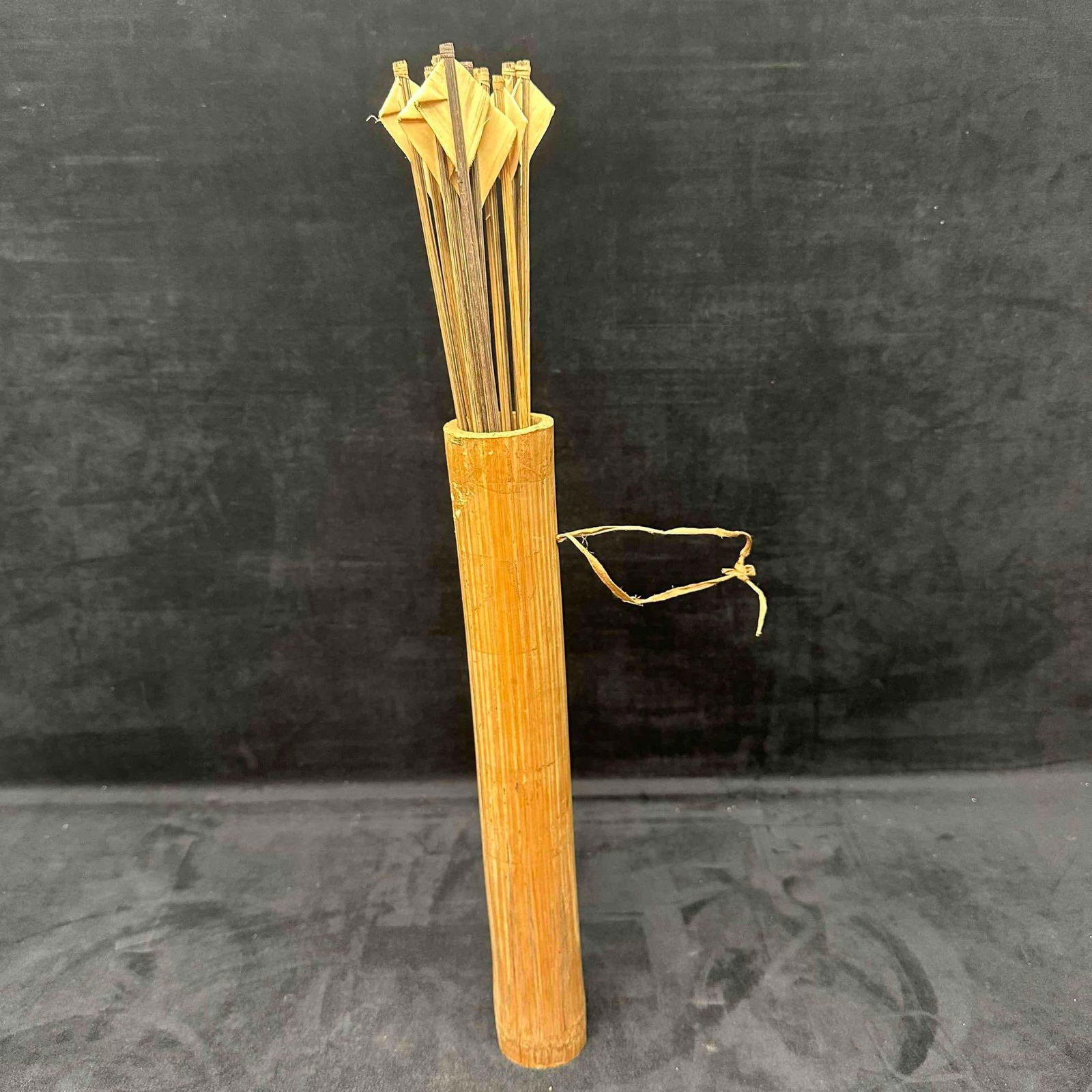 Original Vietnam Made Bamboo Quiver and Arrows/Bolts: Vietnam handmade bamboo quiver and thirteen arrows. This item is in good pre-owned, previously displayed condition with light wear, and surface scratches. Please reference all photos for full details.