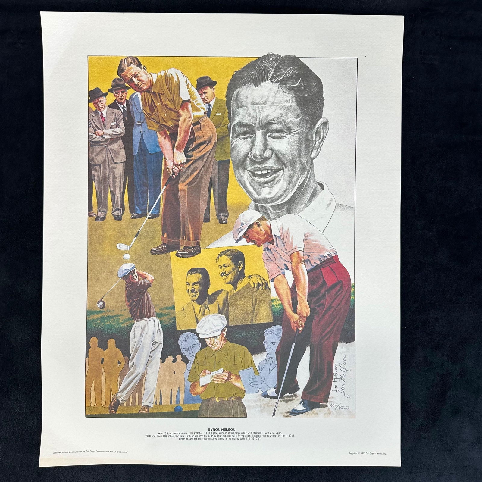Jim McQueen Signed and Numbered Lithograph Byron Nelson Golf Digest Series #204 of 1000 (1 of 6)