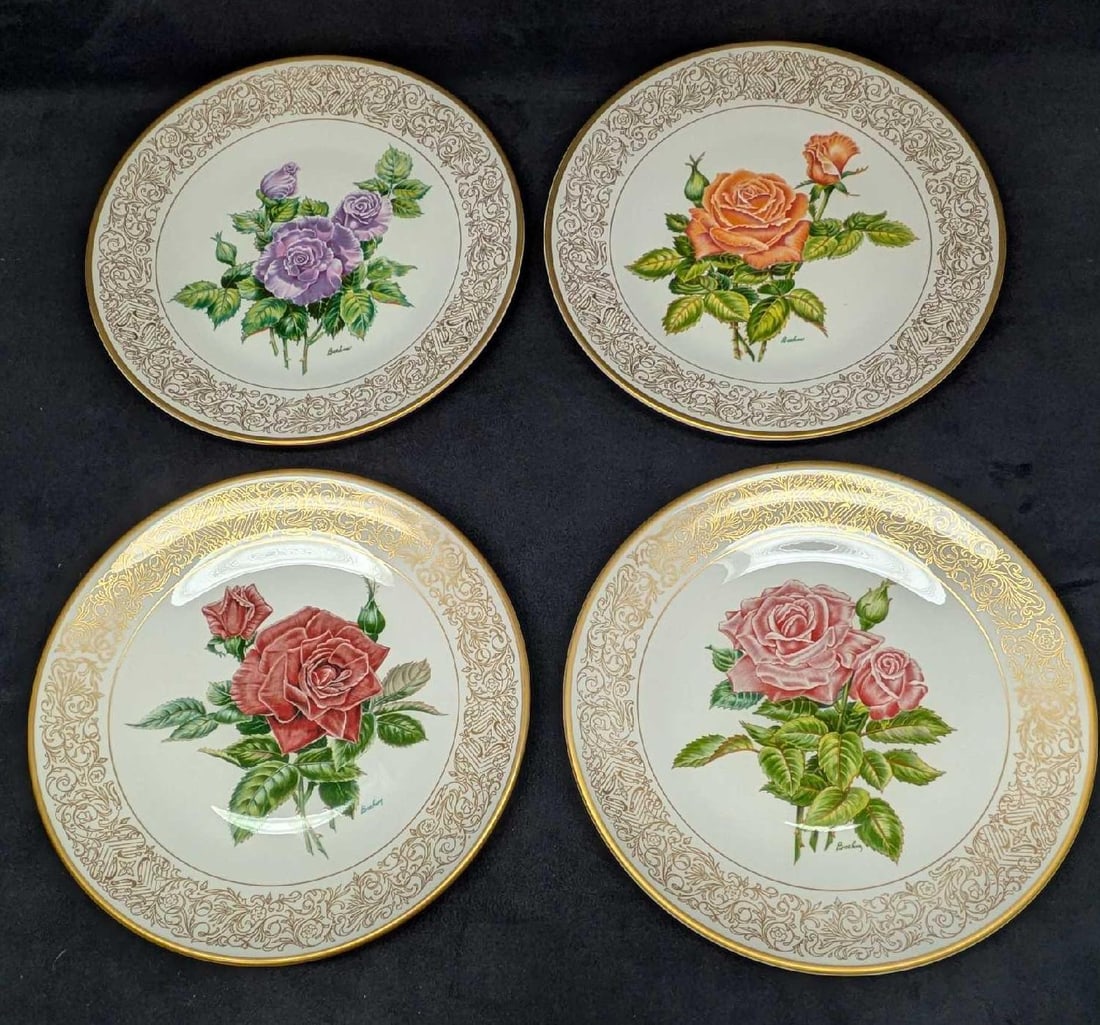 4 LE Edward Marshall Boehm Rose Plate Collection Plates A (1 of 8)