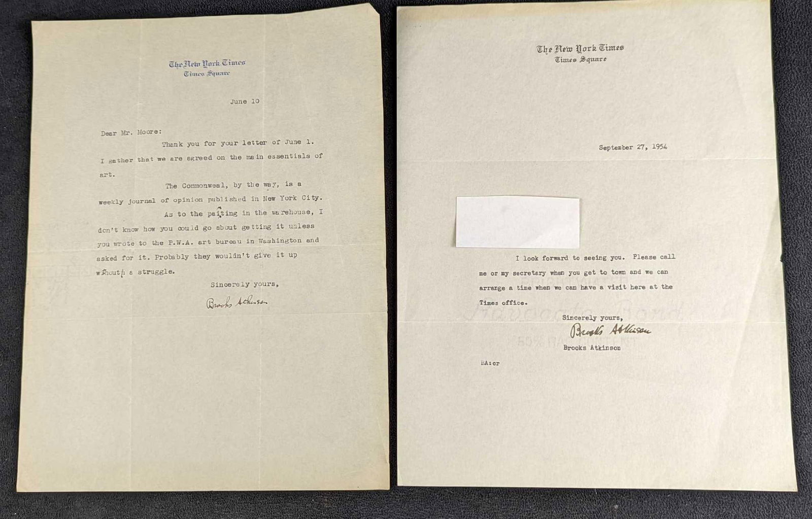 Two Brooks Atkinson Signed Letters (1 of 6)