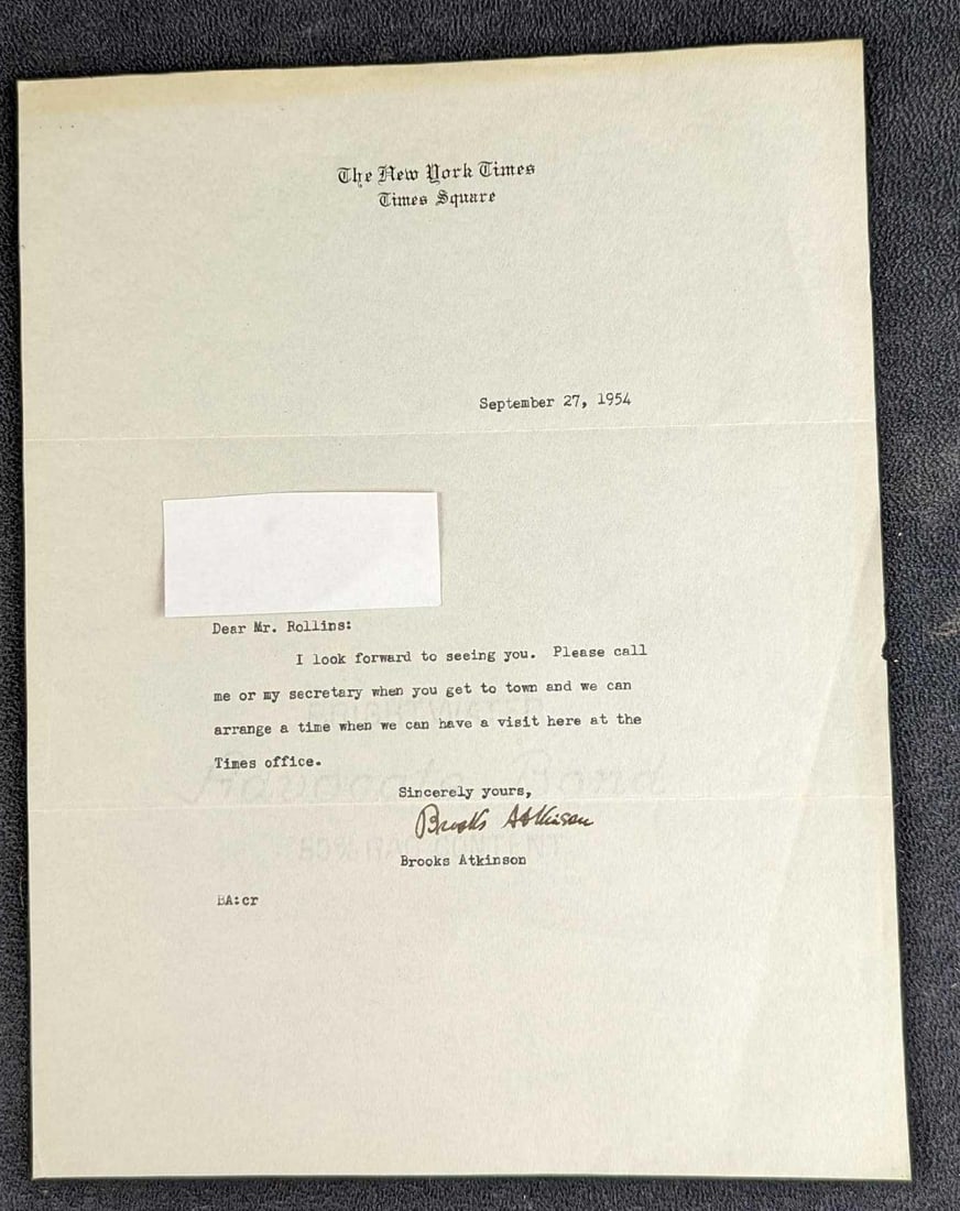 Two Brooks Atkinson Signed Letters - 3