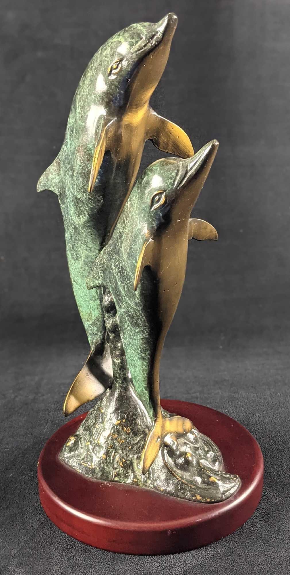 Brass Leaping Dolphin Pair Ocean Nature Wild Life B (1 of 10)