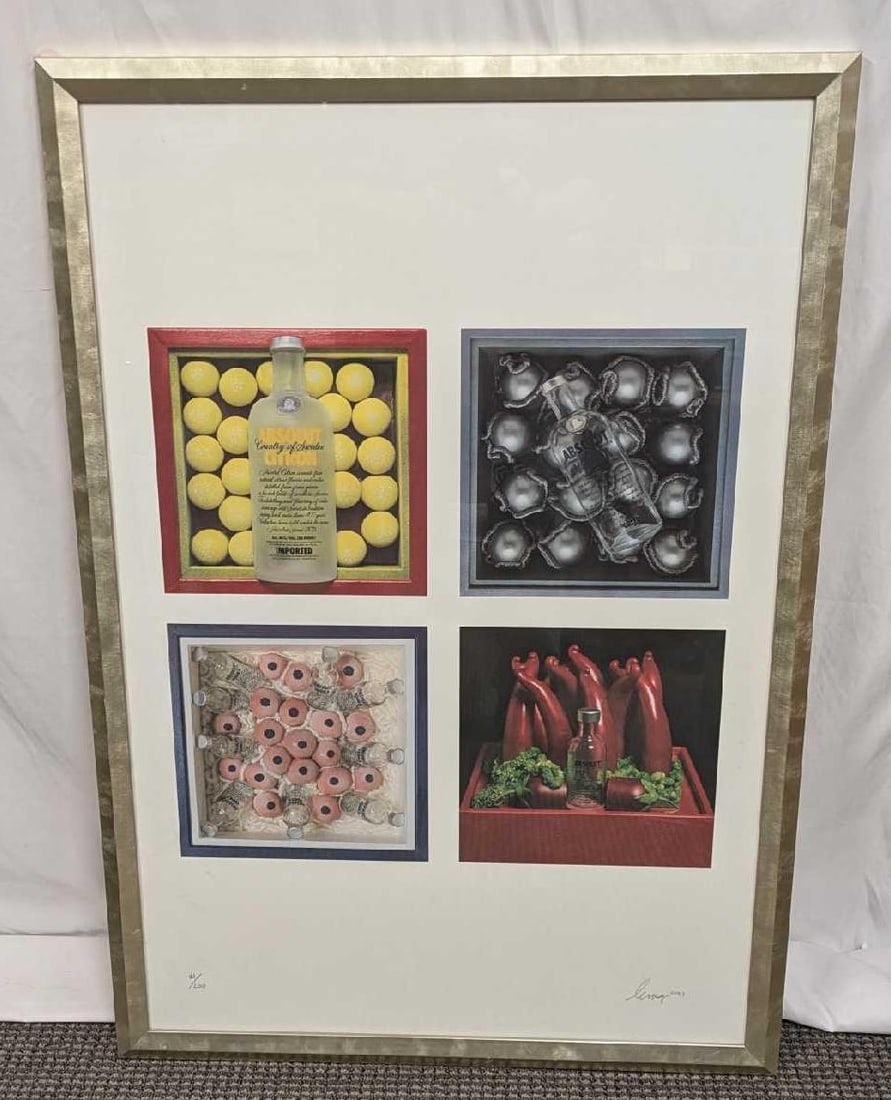 S&N Absolut Vodka - Absolut Le Cocq Karen La Cocq Print: S&N Absolut Vodka - Absolut Le Cocq Karen La Cocq Print. This lithograph is #161 out of #200. The framed print is approx 28 1/2"x 1" x 41" and it weighs 11.80bs. The frame has small