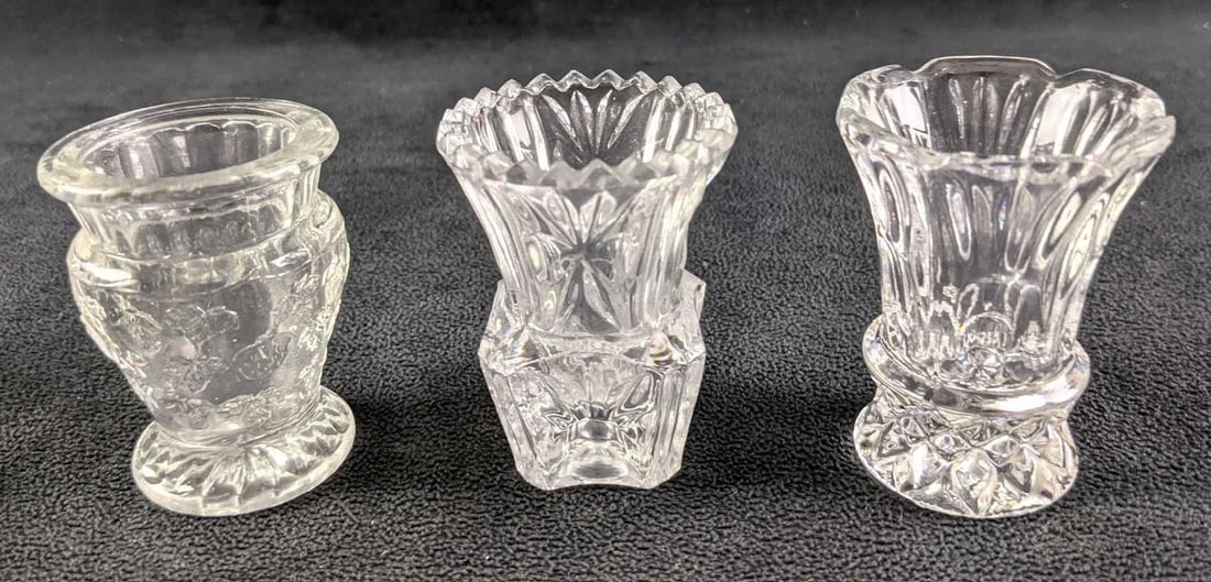 Three Clear Glass Pod Vases Or Toothpick Holders (1 of 9)