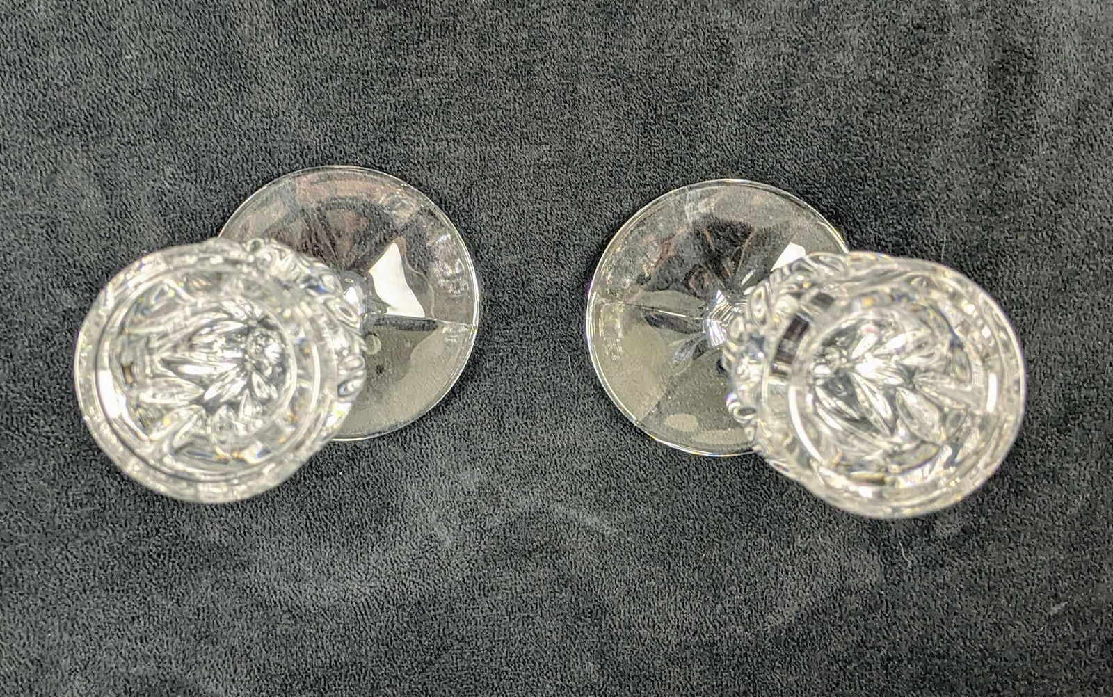 Two Clear Crystal Candlesticks - 5