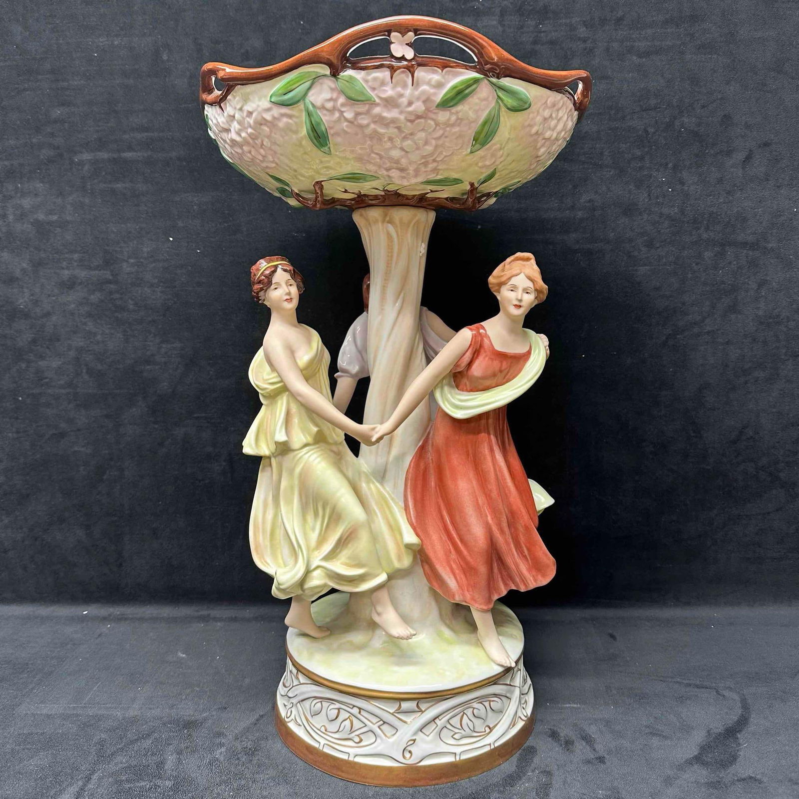 Royal Dux Bohemia Three Graces Porcelain Compote Centerpiece Pedestal Art Nouveau Bowl R153 (1 of 15)