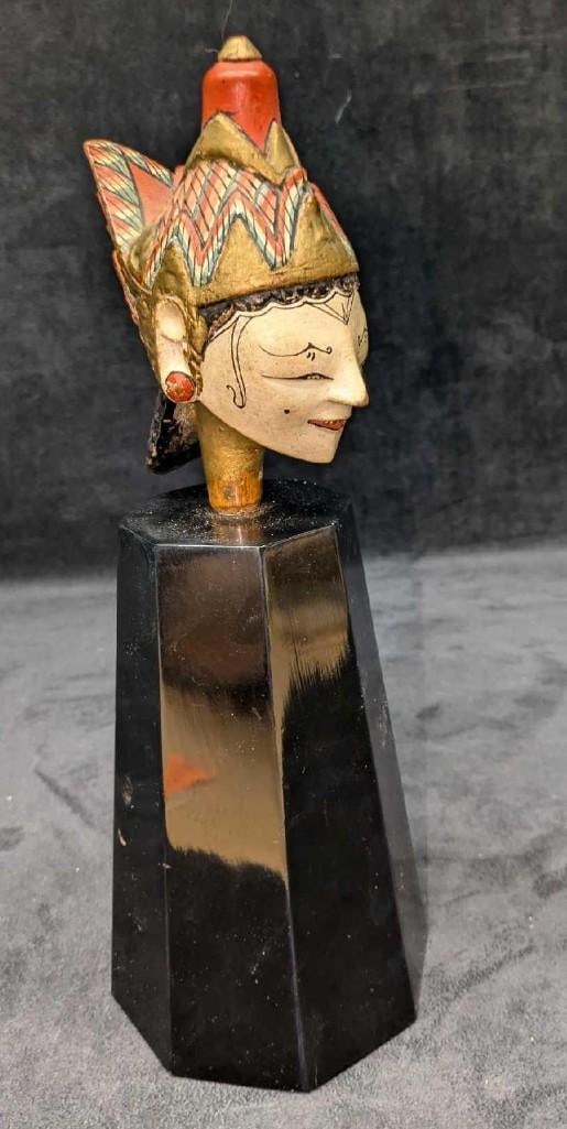 Vintage Hand Carved Painted Wooden Puppet Head Lady (1 of 7)