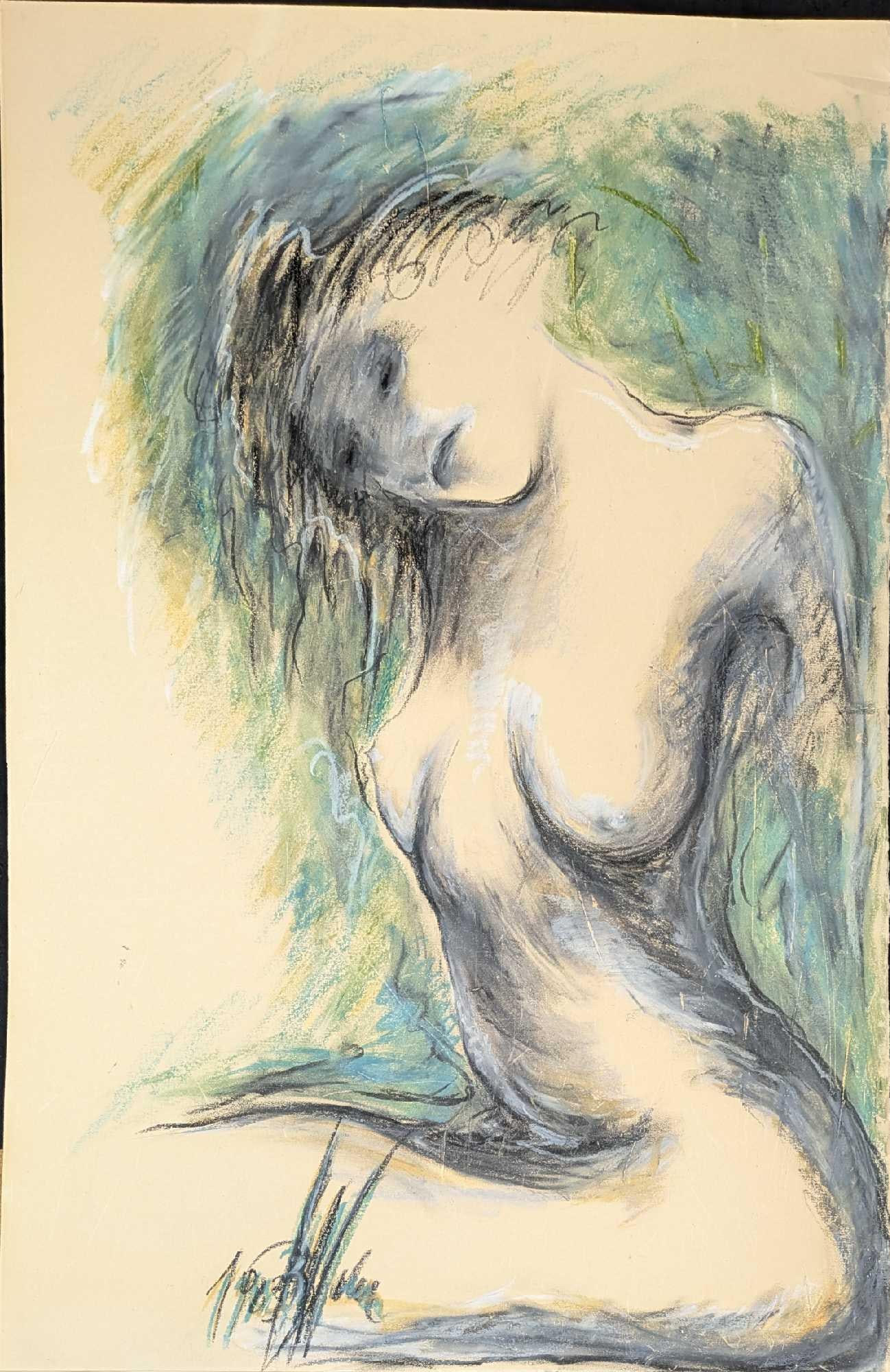 Bozena Wahl Nude Woman Pastel On Paper: Bozena Wahl Nude Woman Pastel On Paper. This is approx 19 1/2" x28 1/2" and it weighs 0.20lb. The paper was folded in half, and the rest is blank. Please see the images as they are part of the descrip