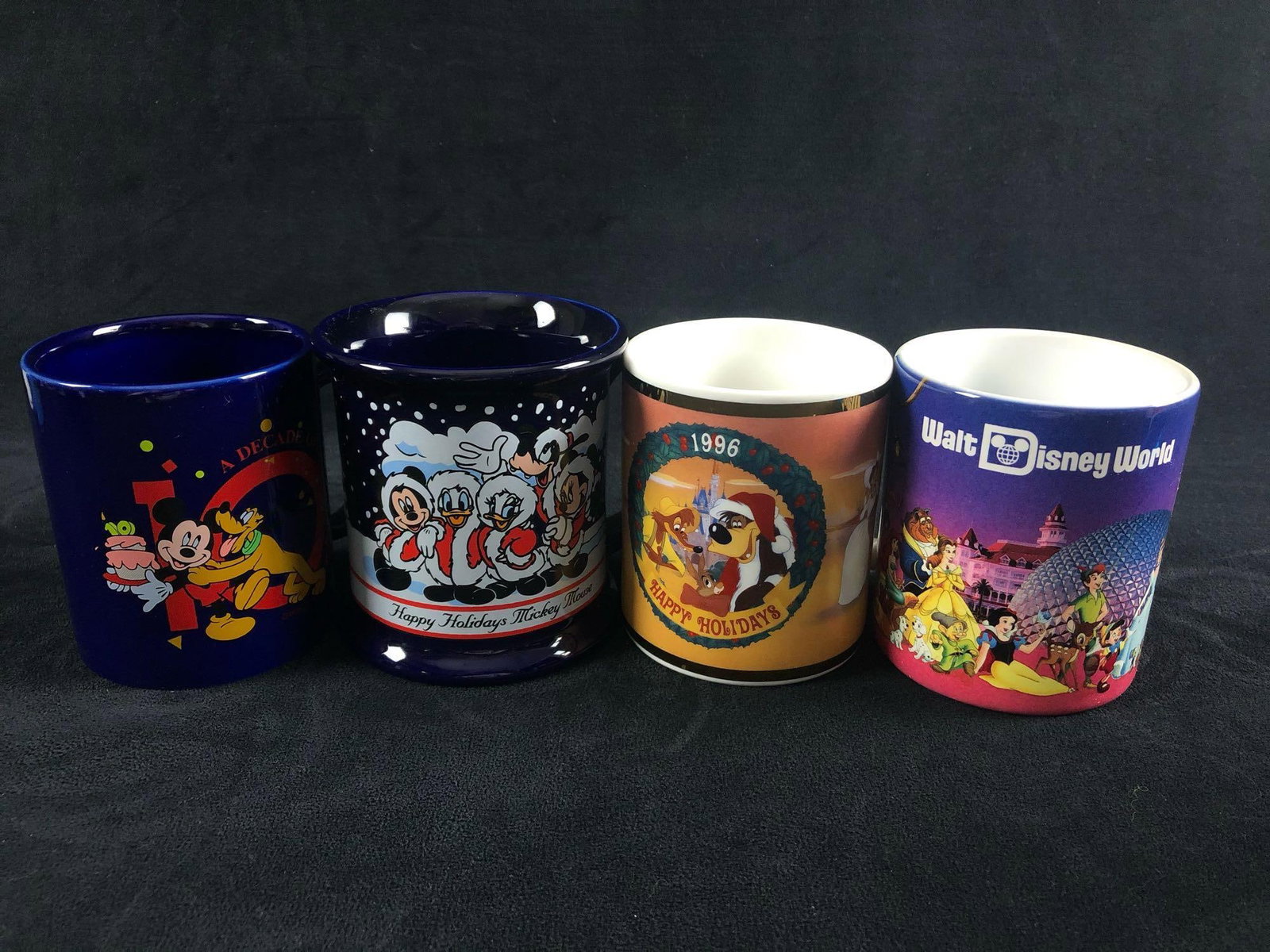 Vintage Lot Of 4 Disney Mickey, Personalized "Bob", 1996 Holiday happy Holiday , Coffee Cups (1 of 20)