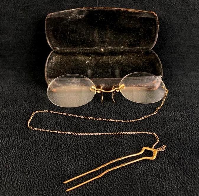 1910s Pince-Nez Reading Glasses 14k Gold (1 of 7)