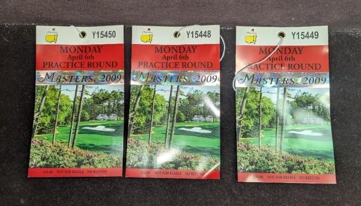 2009 Masters Badge Tickets Practice Round: 2009 Masters Badge Tickets Practice Round. Each is approx 4" x 6" and the total weight is 0.07lb. 