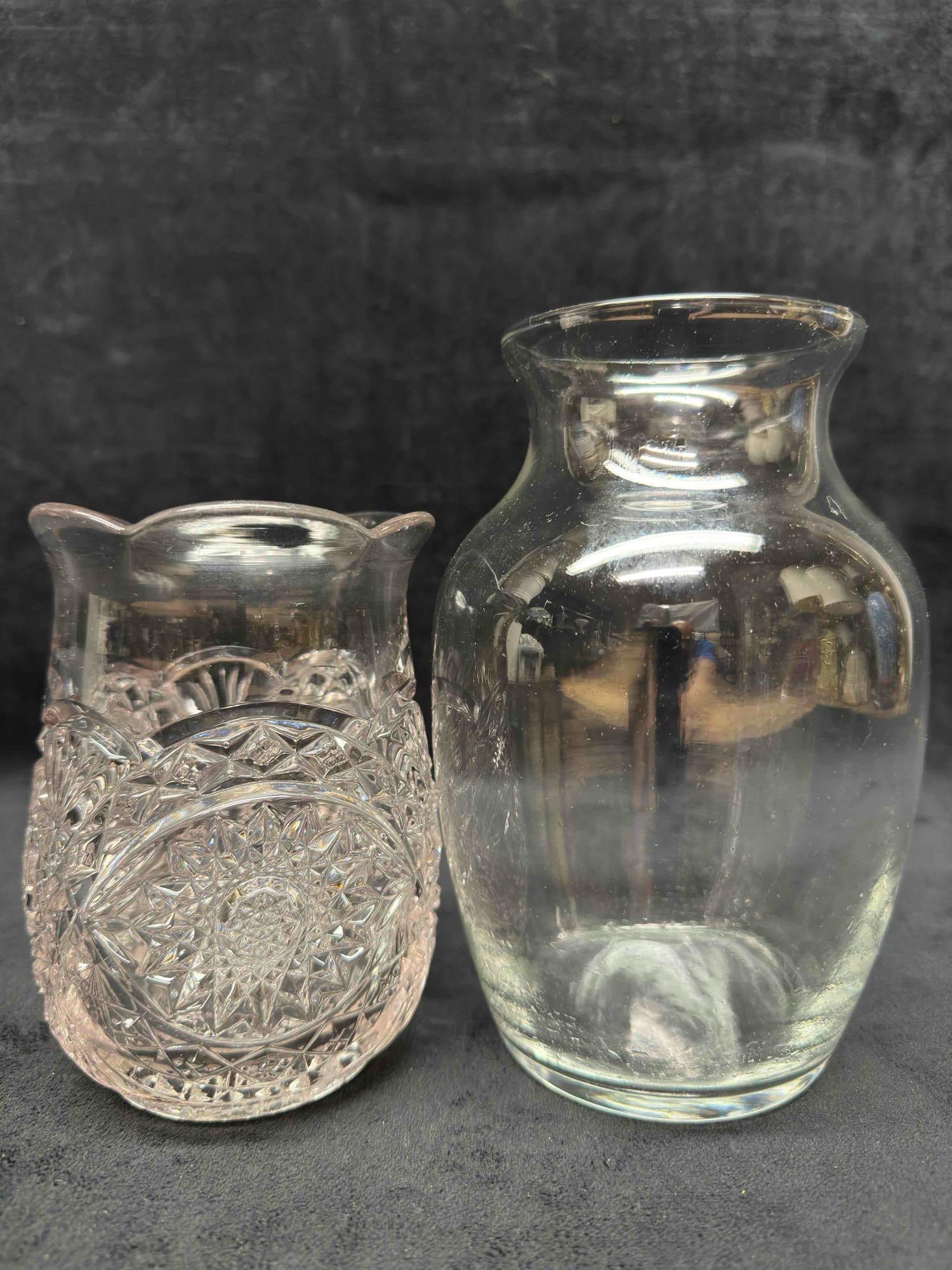 Crystal Glass Vase Set of Vases Lot of Two 2 - 2