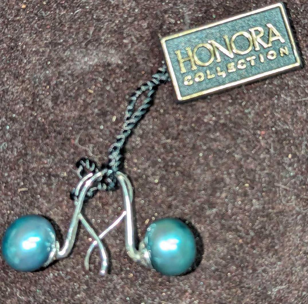 Honora Collection Solid Blue Pearl Hook Earrings - 3