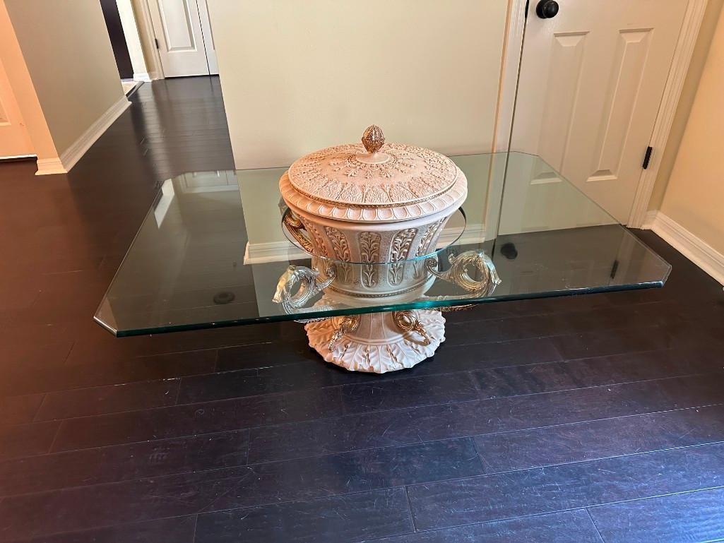 Large Glass-Top Coffee Table With Unique Storage (1 of 6)