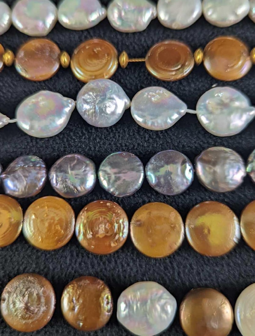 Loose & Strands Of Iridescent Coin Freshwater Pearls (1 of 8)