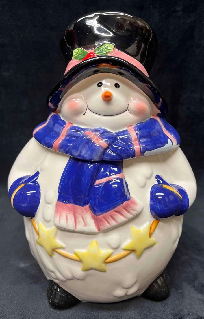 Vintage Ceramic Snowman Cookie Jar In Box - 3