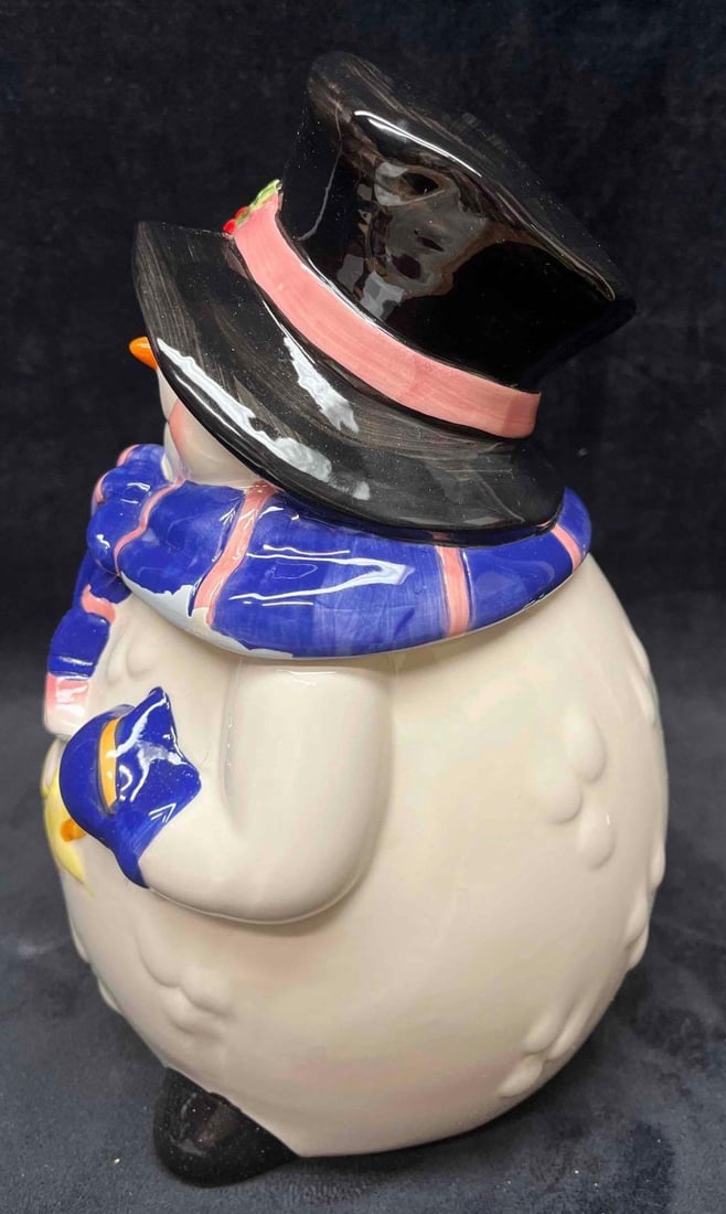 Vintage Ceramic Snowman Cookie Jar In Box - 4