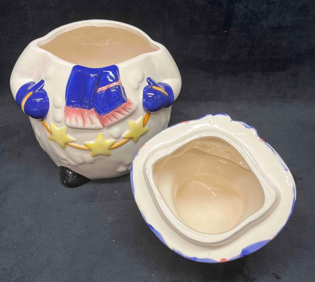 Vintage Ceramic Snowman Cookie Jar In Box - 7