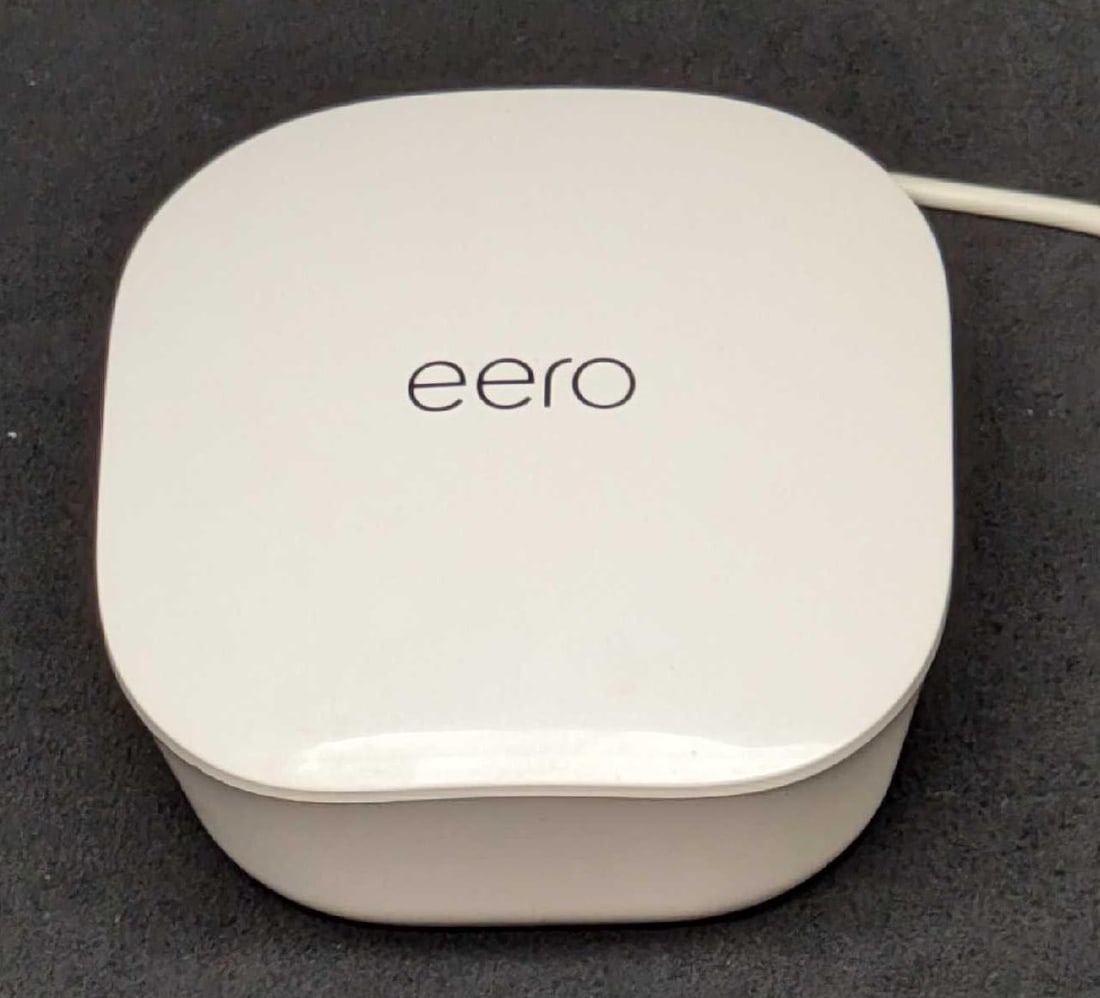 Eero Mesh J010001 AC Dual-Band Wi-Fi 5 Router C: Eero Mesh J010001 AC Dual-Band Wi-Fi 5 Router C. This is approx 3 7/8" x 3 1/2" x 2 1/4". Come with the power supply cord. This cord while bundled is approx 3" x 3" 2". The total weight is 0.79lb.