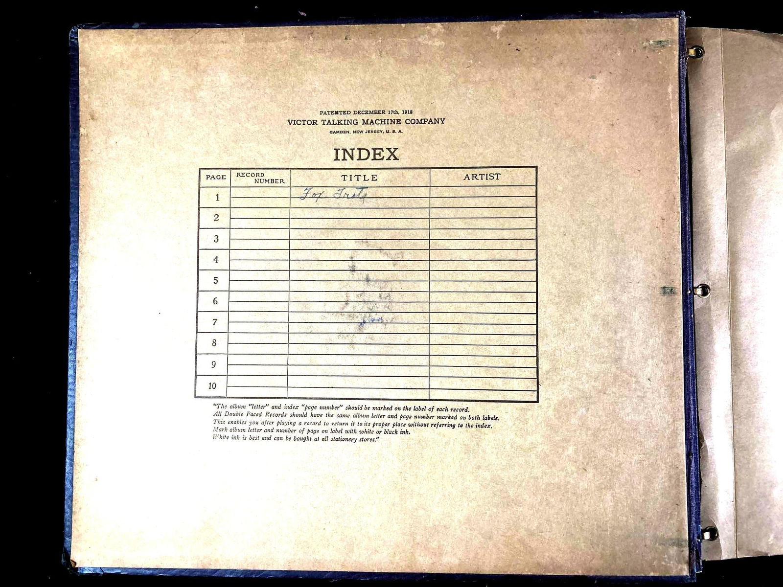 1918 Era Record Holder with Records - 2