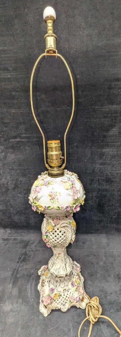 Vintage Carl Thieme Potschappel Dresden Table Lamp - 2