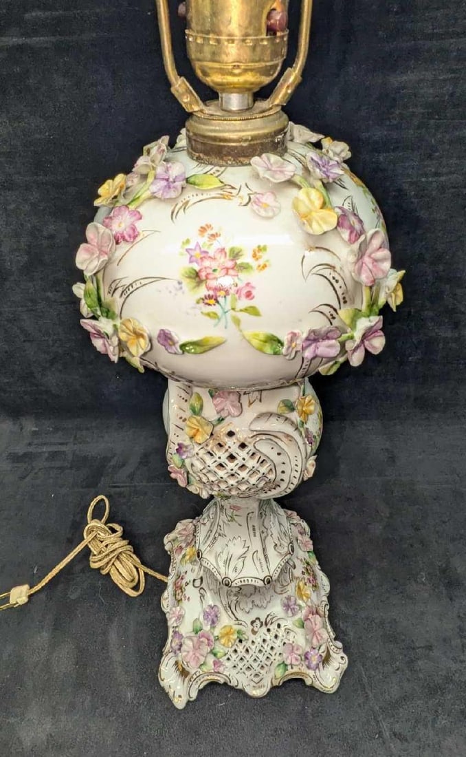 Vintage Carl Thieme Potschappel Dresden Table Lamp - 4