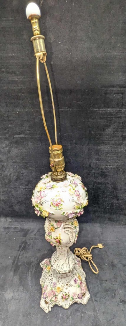 Vintage Carl Thieme Potschappel Dresden Table Lamp - 5