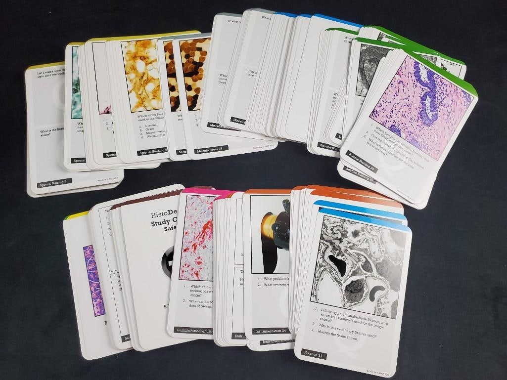 Lot of 2 Learning Flash Cards Periodic Table and Histodeck: This lot consists of the following; (1) Unopened periodic table flash cards. They are wrapped in unopened protective plastic. These are great for students studying chemistry. They are regular double