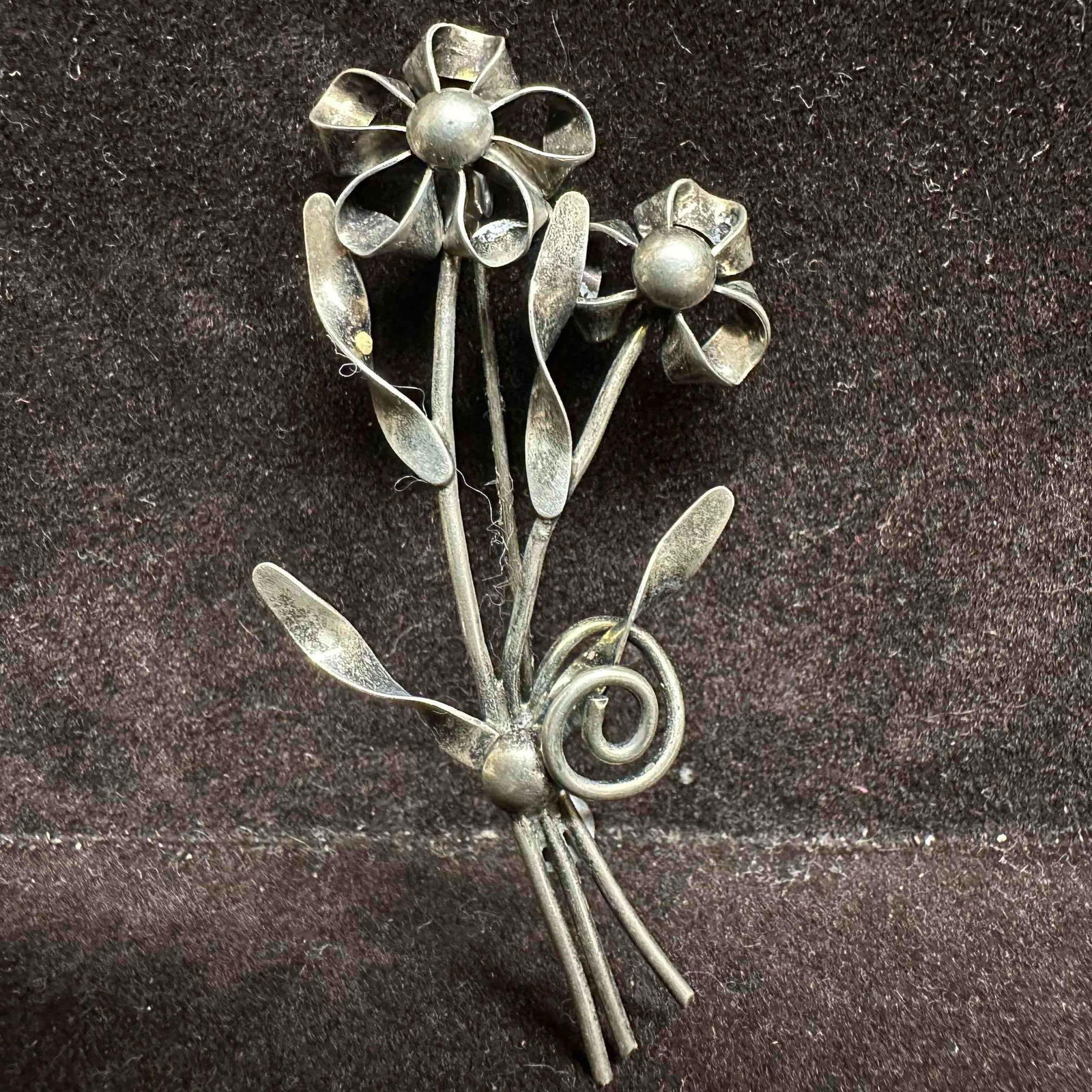 Sterling Silver Dual Flower Brooch H43 (1 of 4)