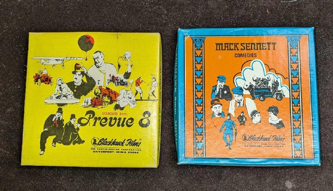 Vintage 8mm Love, Loot & Crash & Classic Film Sampler: Vintage 8mm Love, Loot & Crash & Classic Film Sampler. Each reel comes in its original box that is approx 5 1/4" x 1/2" x 5 1/4" and the total weight is 0.62lb. There is some tape residue on the first