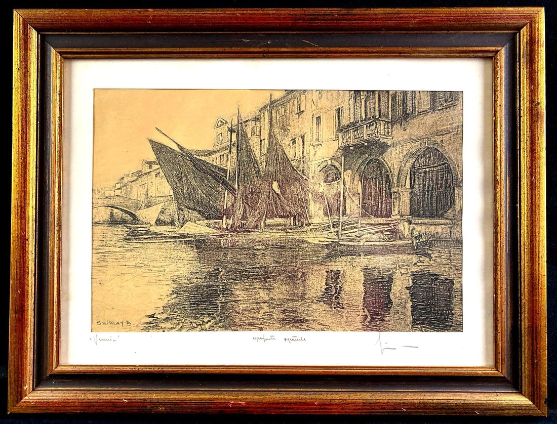 Venice Lithograph by Bella Sziklay: This lot includes: (1) Venice Lithograph by Bella Sziklay Condition is used and see photographs for additional details. The lithograph is framed and is signed in the lower left han