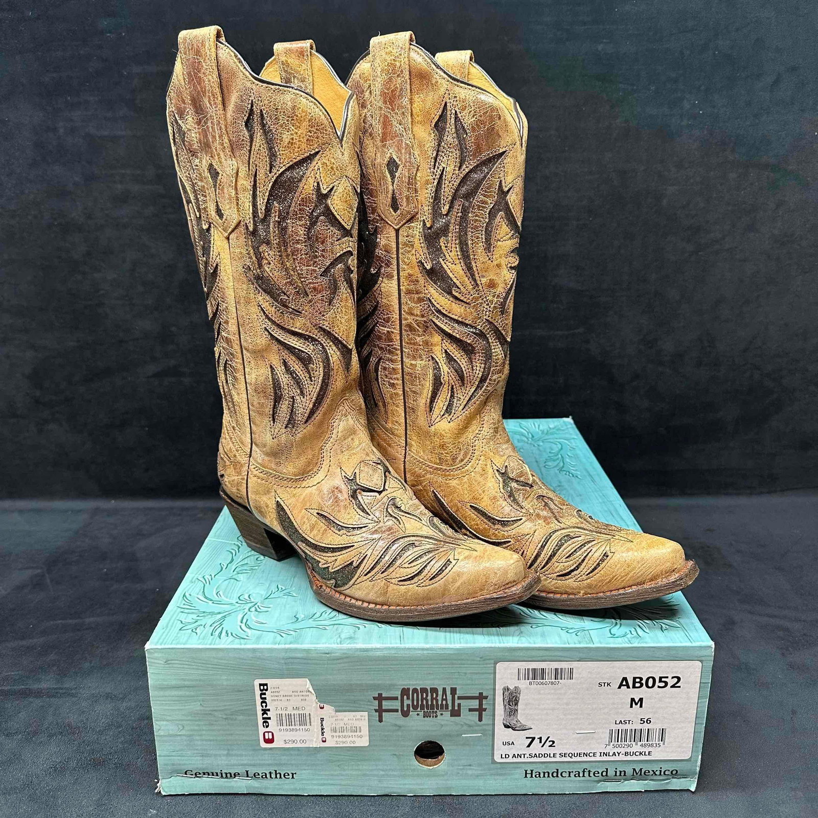 Corral Antique Saddle Honey Grove Glitter Accent Women's Boots 7.5M (1 of 8)