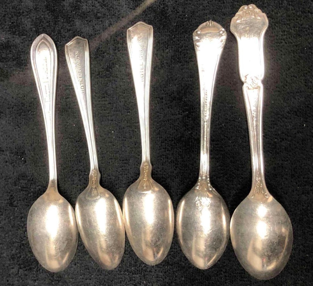 Six Hotel Silver Plated Souvenir Tea Spoons - 2