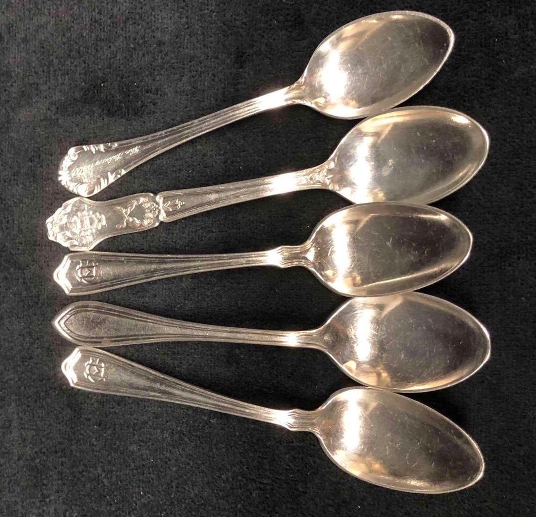 Six Hotel Silver Plated Souvenir Tea Spoons - 5