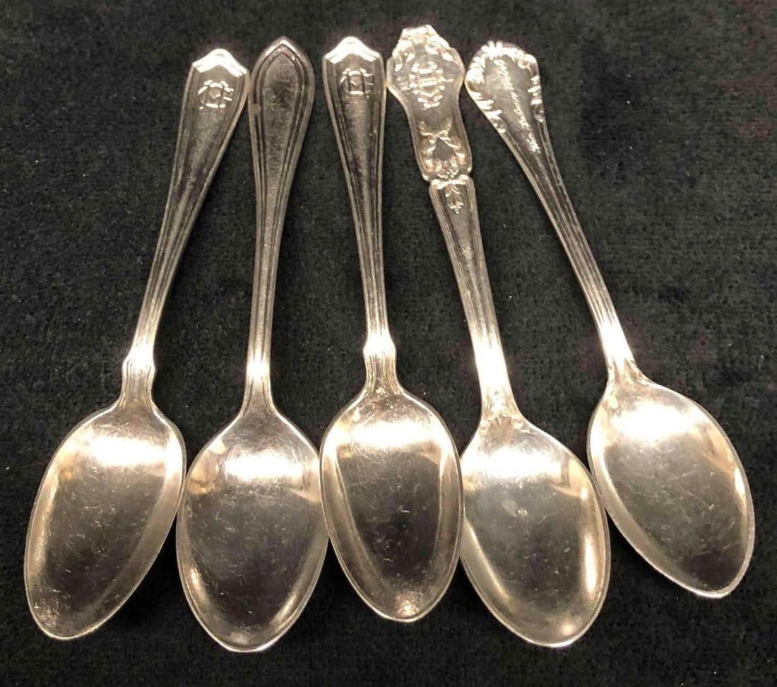 Six Hotel Silver Plated Souvenir Tea Spoons - 7