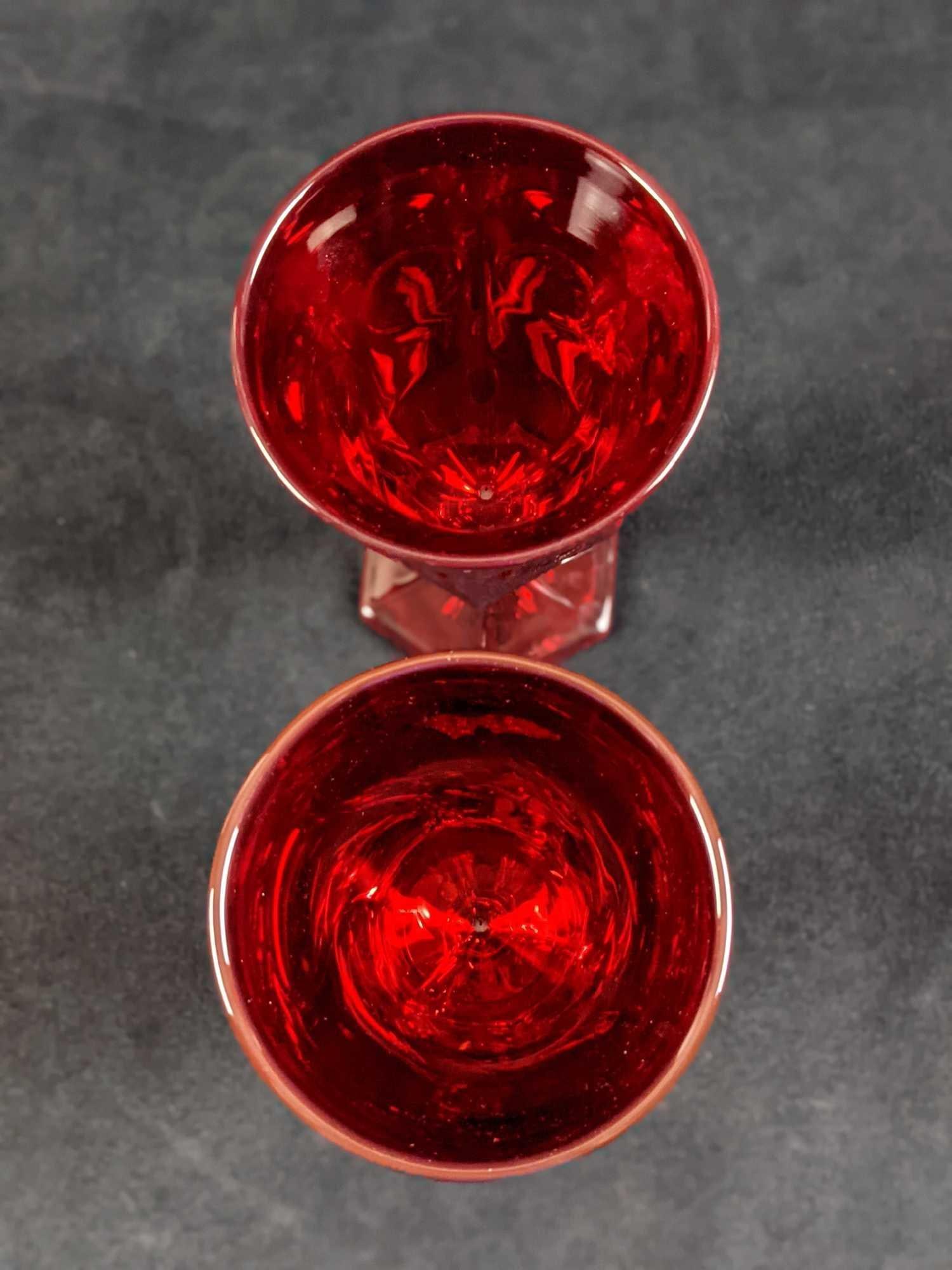 Vintage Fostoria Ruby Ice Tea And Water Goblet - 8