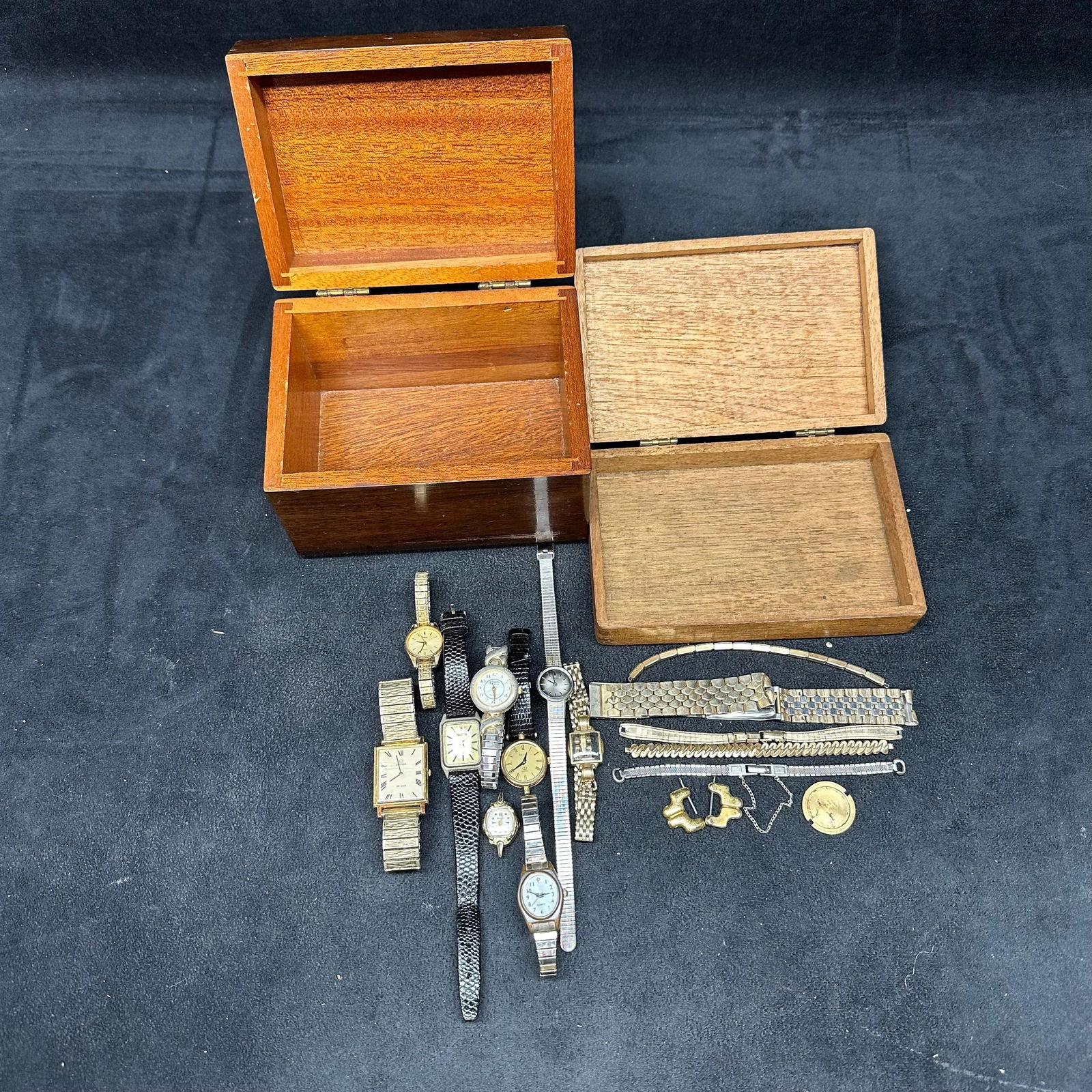 Mixed Vintage Watches and Wooden Boxes Designer Inspired Assorted Jewelry Lot - 2