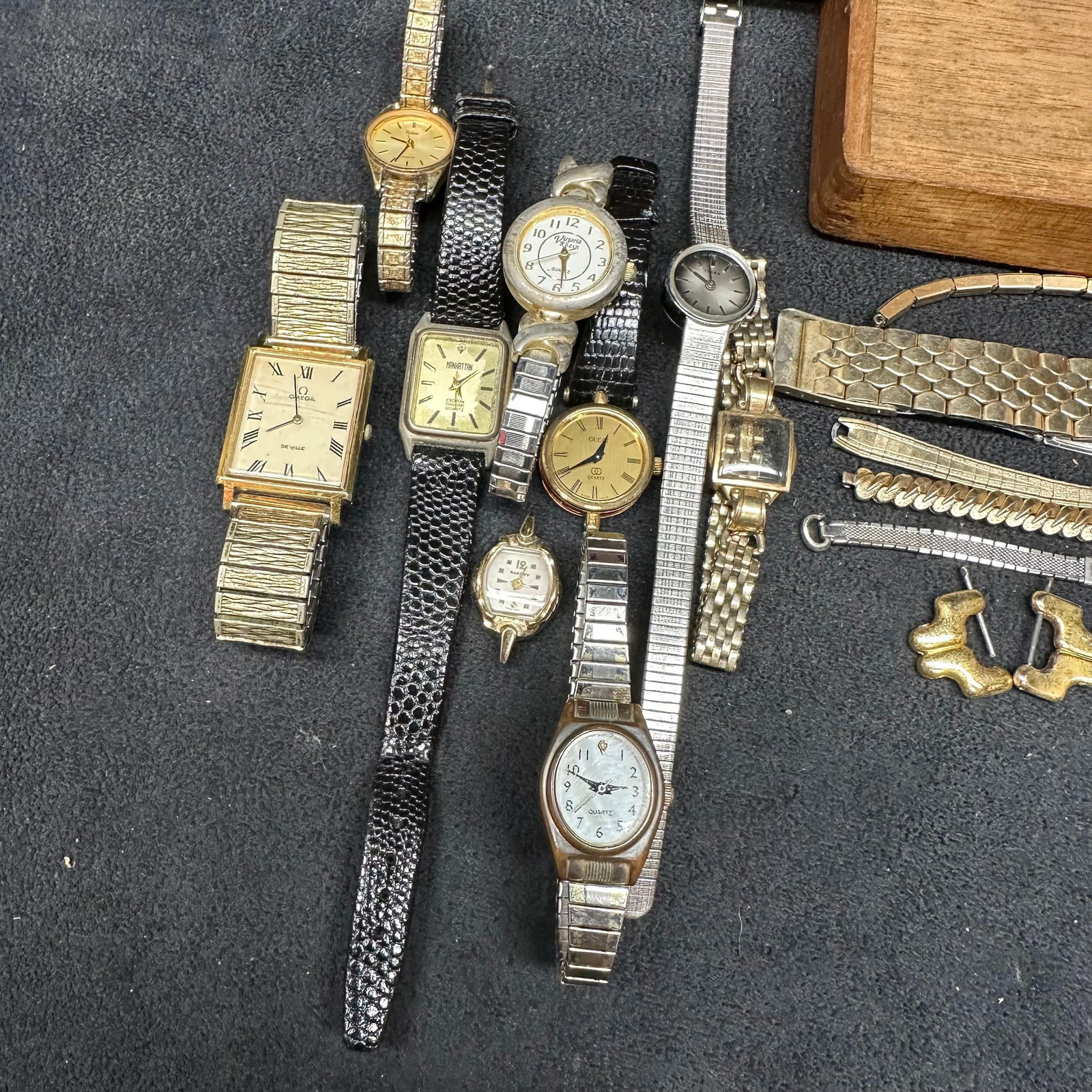 Mixed Vintage Watches and Wooden Boxes Designer Inspired Assorted Jewelry Lot - 4