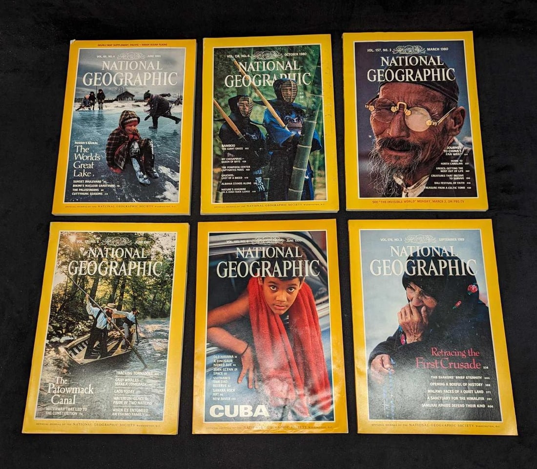 6 1980s 1990s National Geographic Magazines NGH: 6 1980s 1990s National Geographic Magazines NGH. This lot includes: (1) October 1980 - Bamboo The Giant Grass. (1) March 1980 - Journey To China's Far West. (1) June 1992 - The World's