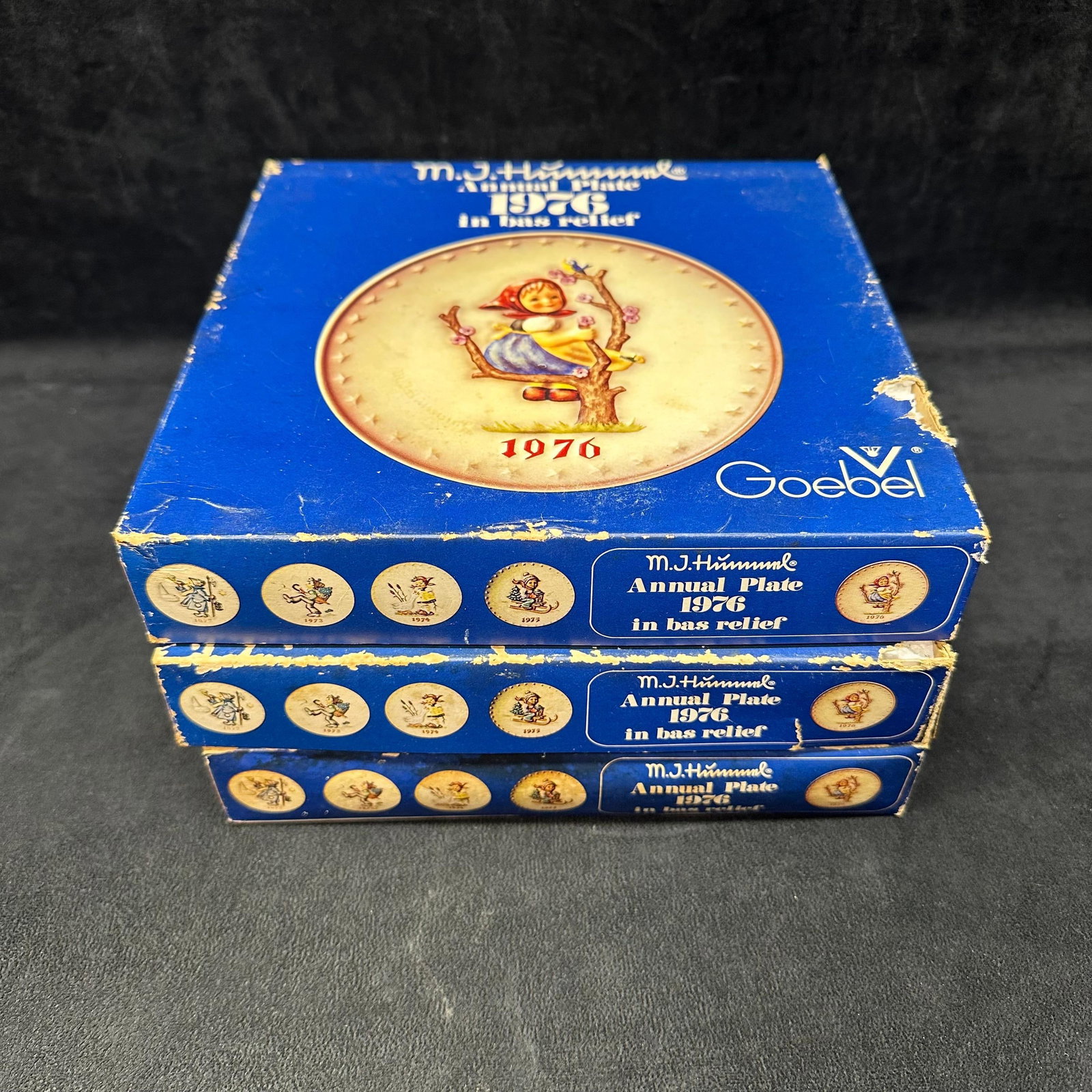 Lot of 3 Goebel M.J. Hummel 1976 Annual Collector Plates with Original Boxes (1 of 6)