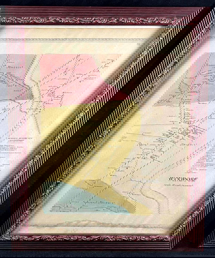 Vintage Framed Map of Windsor, Connecticut: Vintage Framed Map of Windsor, Connecticut This is an old map of Windsor Connecticut framed. This map shows the second, third, fourth, and fifth districts. This map is in good condition with slight
