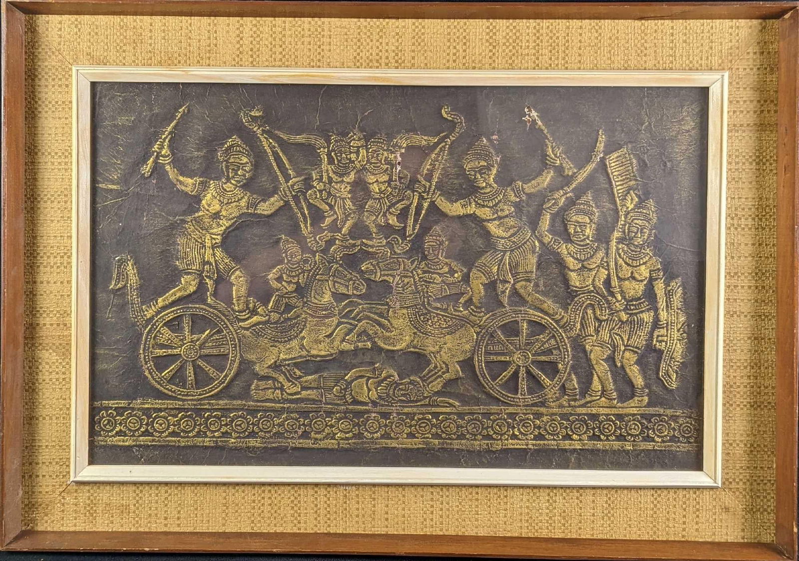 Framed Thai Temple Rubbing Chariot (1 of 5)