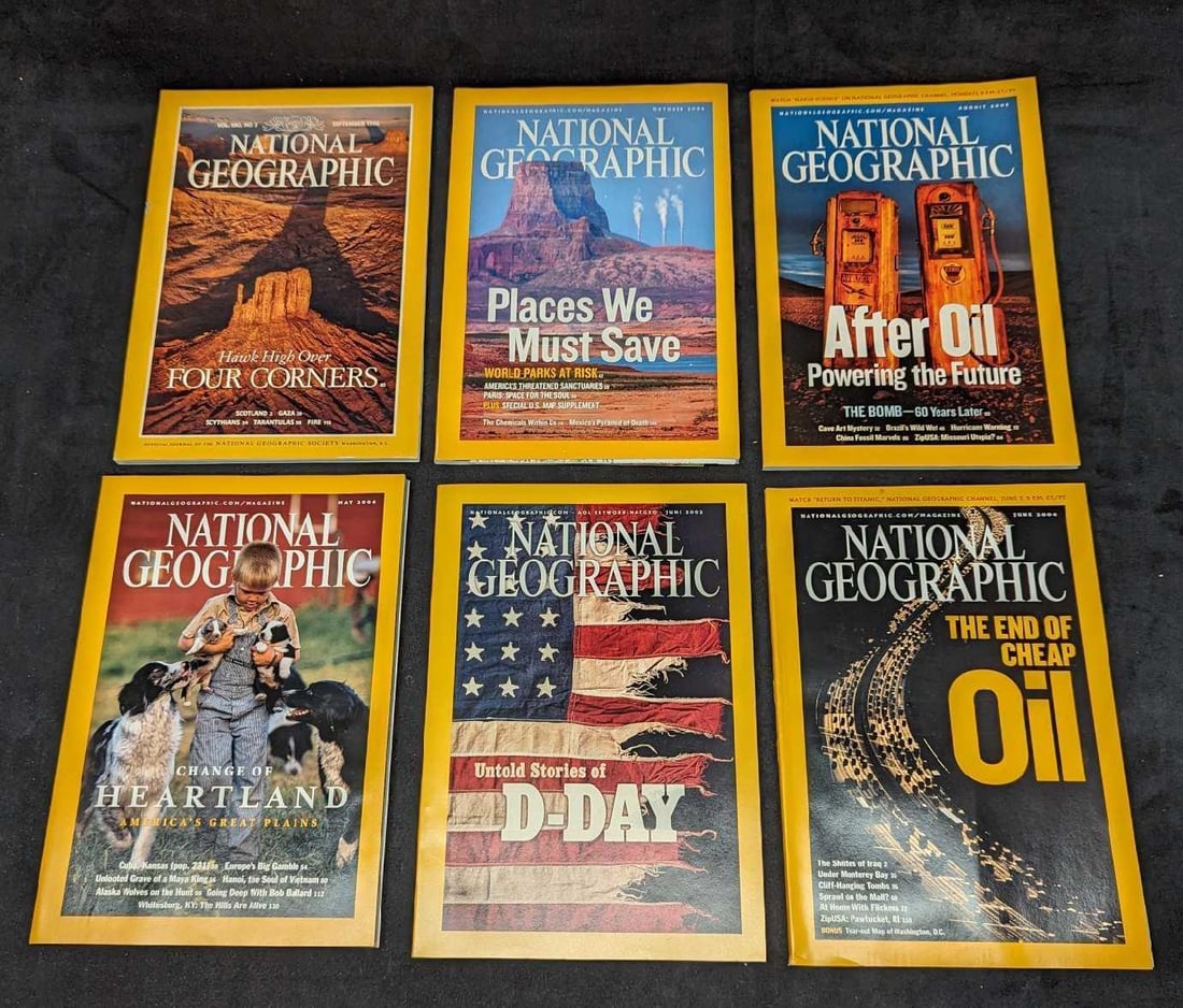 6 OIl & Americana National Geographic Magazines (1 of 10)