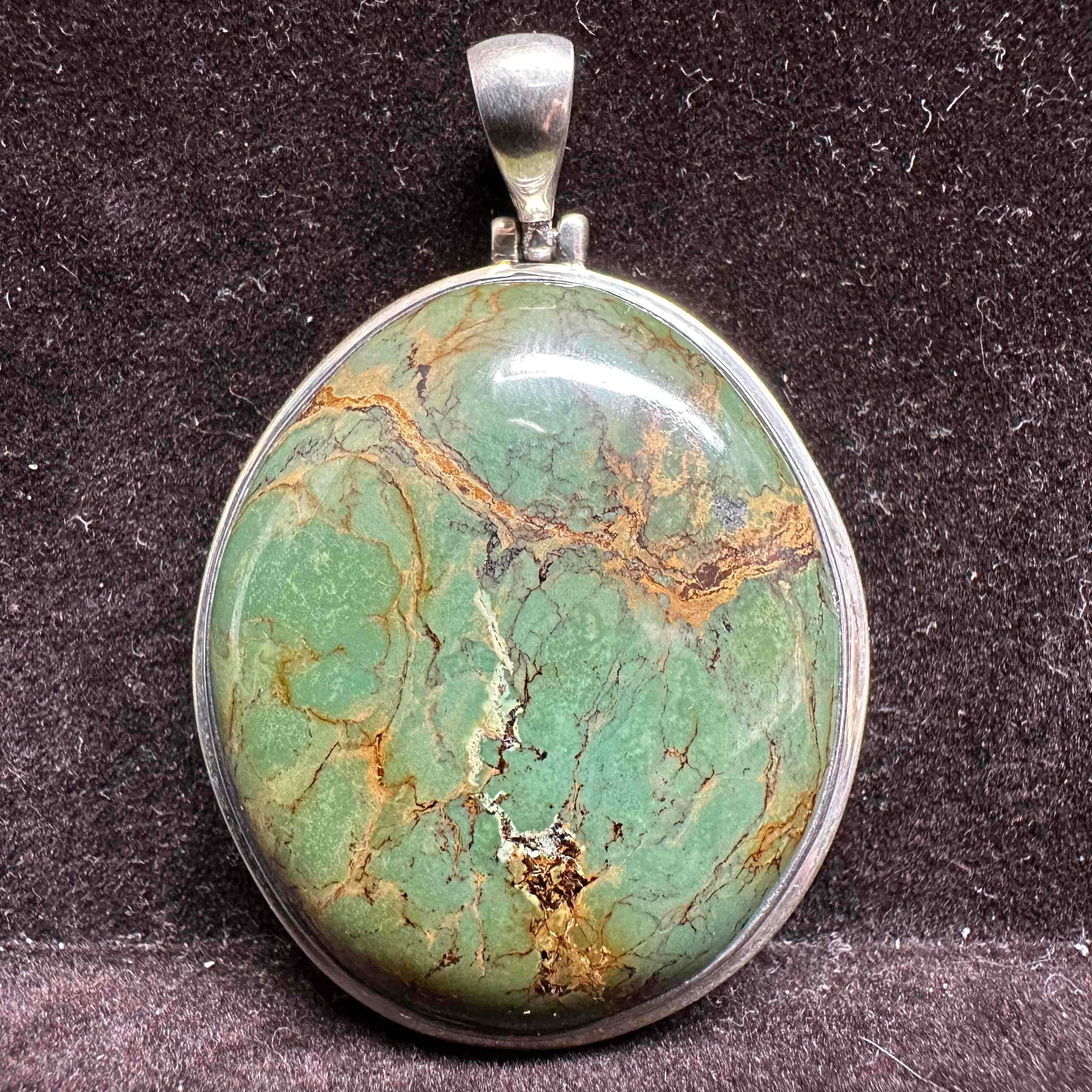 Variscite Large Stone Setting Sterling Silver 925 Pendant: This item is in good pre-owned, previously used/displayed condition with noticeable light wear, and surface scratches. Please reference all photos for full details. This piece of jewelry has been test