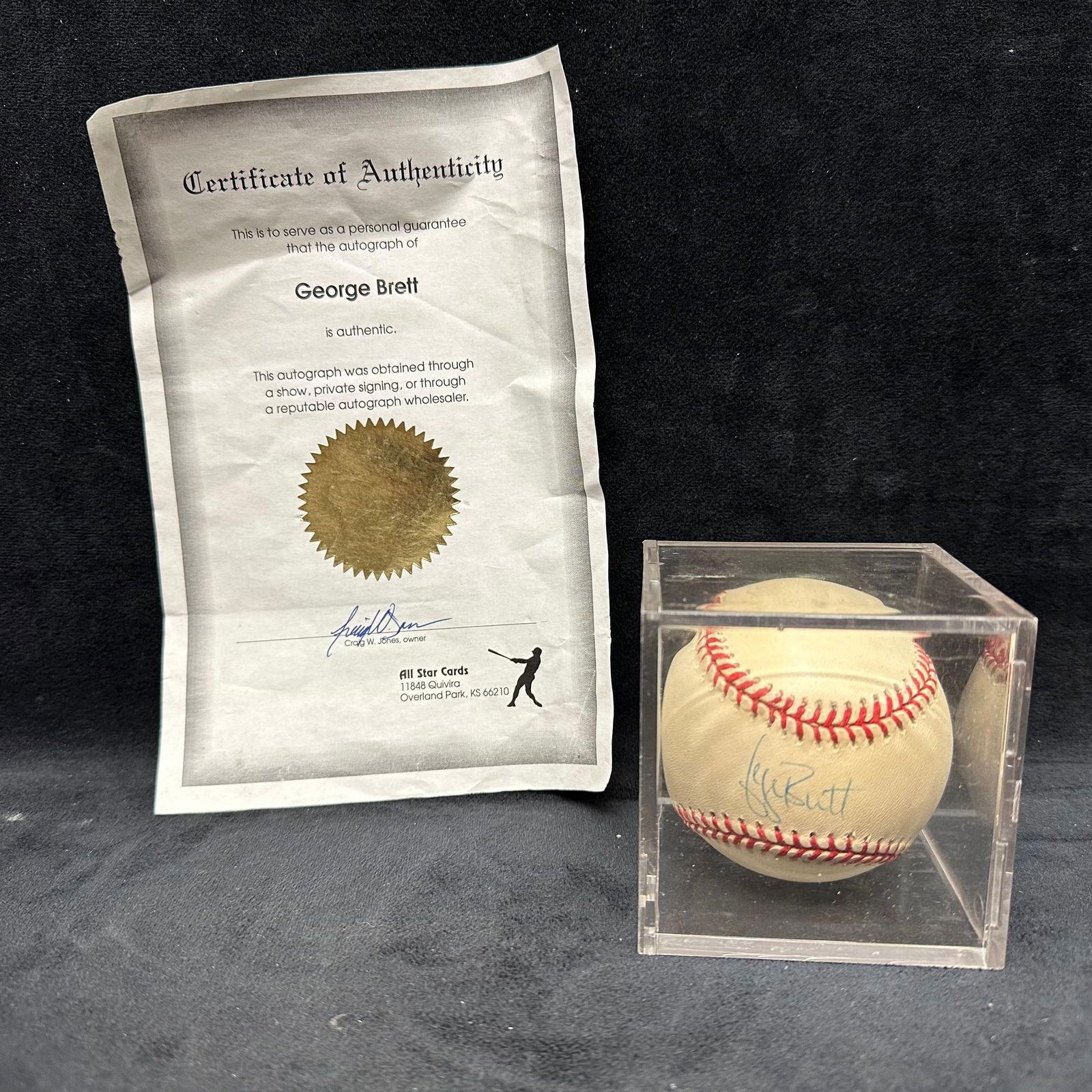 George Brett Autographed Official American League Baseball with COA (1 of 10)